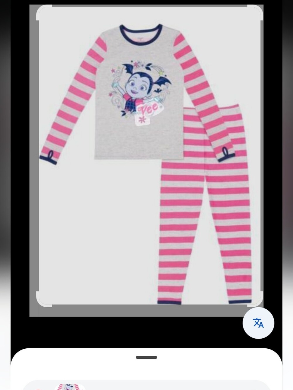 Cuddl Duds Girls Pink and White Stripe Vampirina ClimateRight Pajama Set